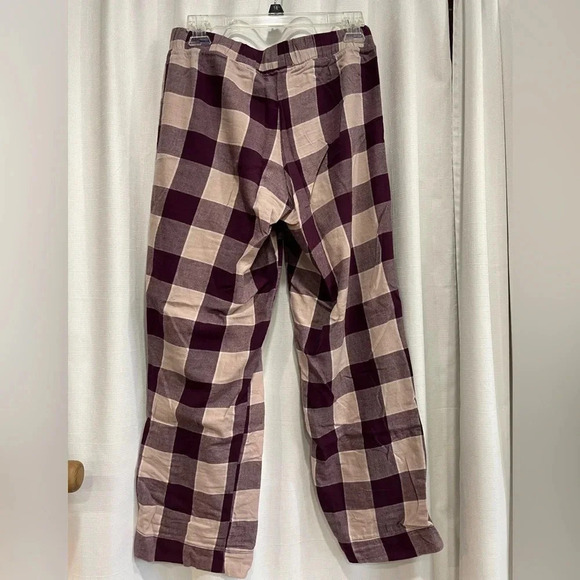 Flannel Pants Size Small Sleep Pants Loungewear Checked Maroon and Off White - Picture 2 of 4